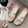 Embroidery One-pedal Summer Mesh Breathable Women's Shoes Soft-soled Middle-aged and Elderly Mothers Flat-soled Old Beijing Cloth Shoes