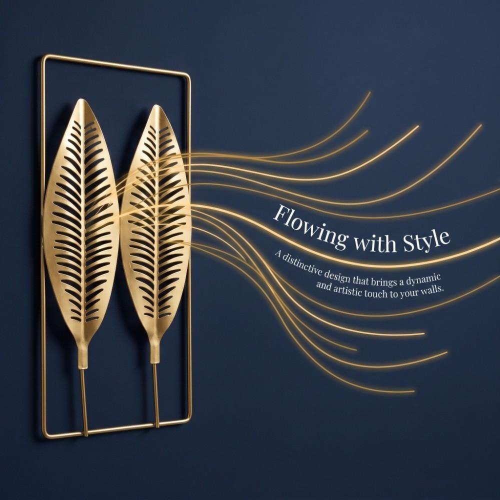 2pcs With Frame Iron Wall Hanging Gold Metal Wall Decor Sofa Background Wall Decor  Entryway