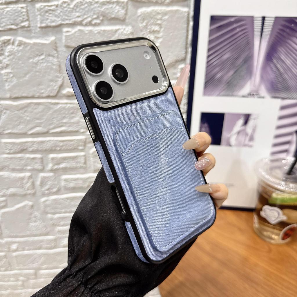 Чехол-кошелек с джинсовой текстурой для телефона Apple 17 Pro/16 Pro/15
