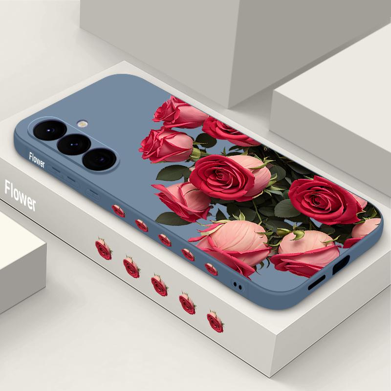 Мягкий чехол на шнурке для Samsung Galaxy S24 S25 Ultra S23 S22 Ultra S21 S20 FE A14 A34 A15 A35 A52 A53 A54 A55 5G A16 A36 A56 Чехол-накладка с розовыми цветами