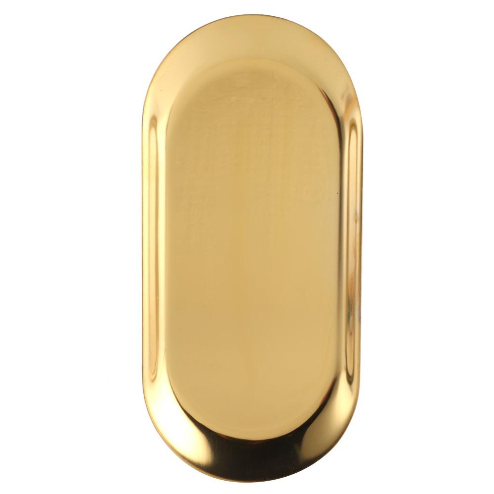 5PCS Stainless Steel Decorative Storage Tray Oval Shape Trinket Serving Tray Bathroom Counter