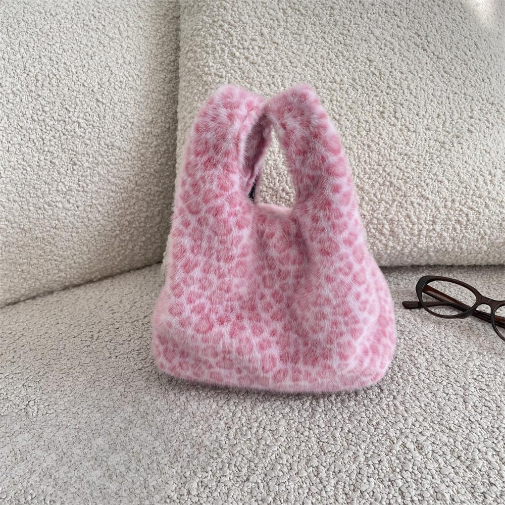 Женский клатч с леопардовым принтом, мягкий плюшевый, осенне-зимний, модная сумочка, тоут, для хранения