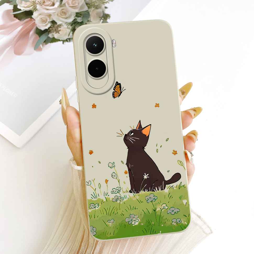 Silicone Case For Xiaomi Poco M7 4G Case Cute Cat Flowers Soft Slim Phone Cases For Xiaomi Poco M7 PocoM7 4G Cover Bumper