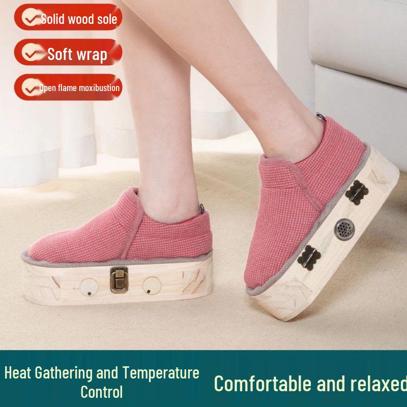 Ботинки для акупунктурного прижигания стоп из массива дерева - Обувь с подогревом для тепла и комфорта.