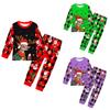 Kids Boys Girls Cartoon Santa Claus Christmas Tree Elk Print Long Sleeves T-Shirt Top Pants Trousers Clothes Set
