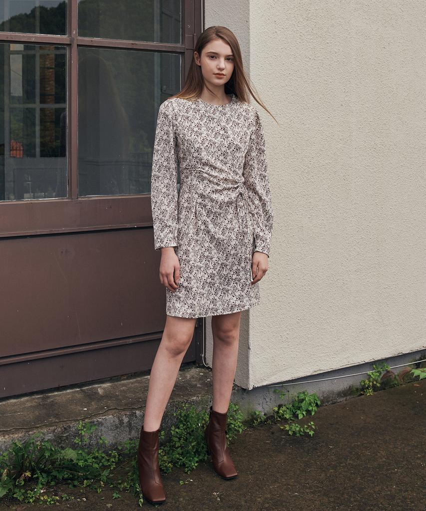 Adowl Shirred Flower Mini Dress - Ivory