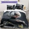 NieR Automata Pattern Bedding uilt Set uilt Cover Pillowcase Home Decoration Birthday Gift (1 * duvet cover + 2 * pillowcase without core)