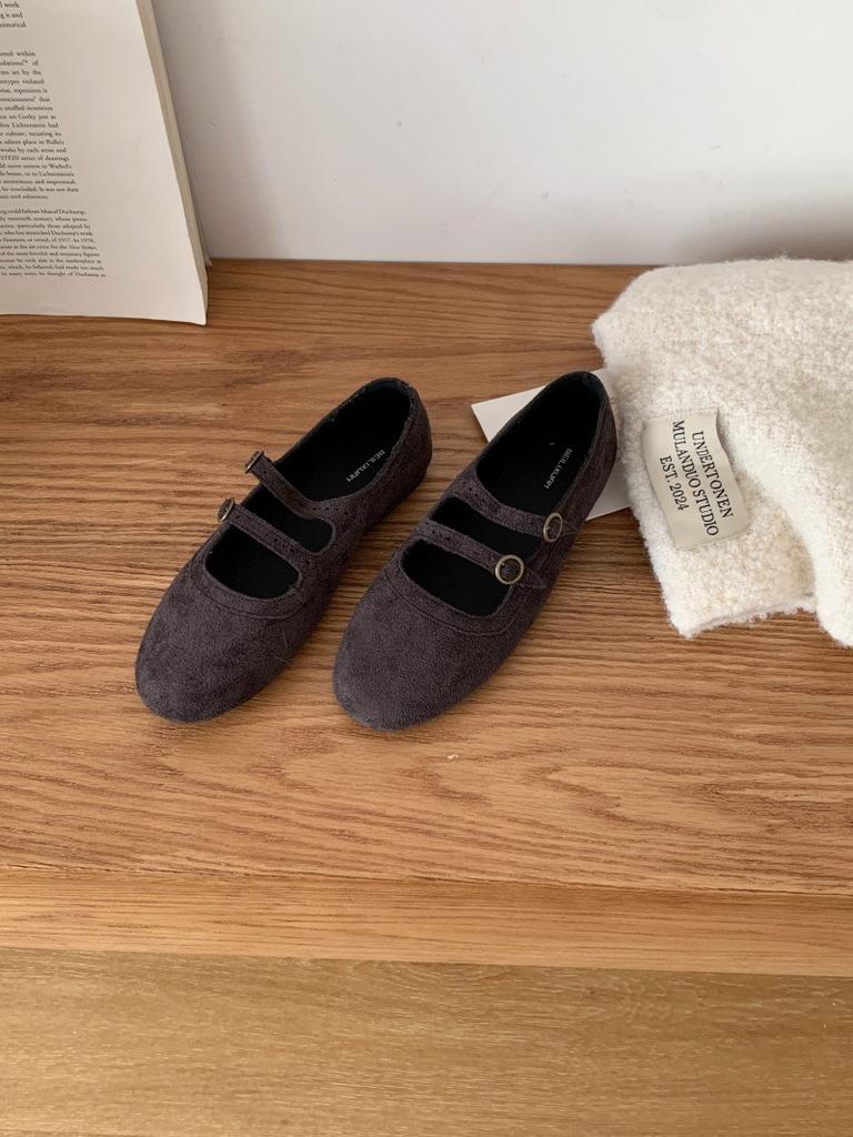 Premium Retro Double-breasted Woolen Mary Jane Shoes Women's 2025 Autumn and Winter New Versatile Flat Single Shoes Grandma Shoes