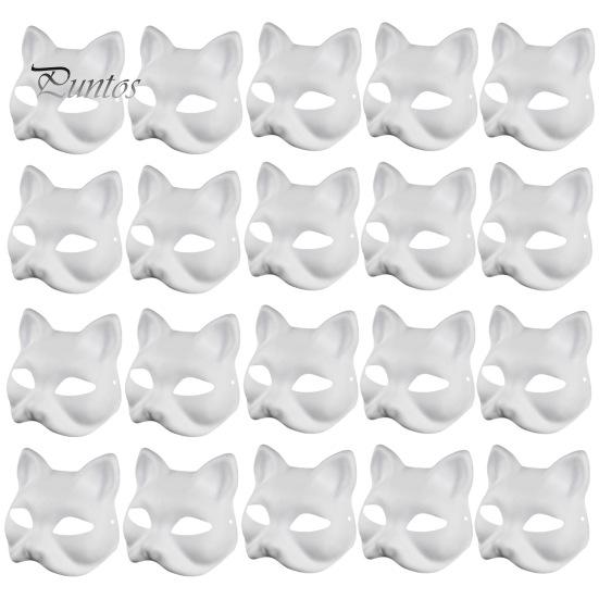 2/3/5/6/10/12/20 Pcs DIY Masques Cat Face Solid Color DIY Hand-Painted Carnival Party Ball Masquerade Halloween Costume Animal Shape Face Cushion