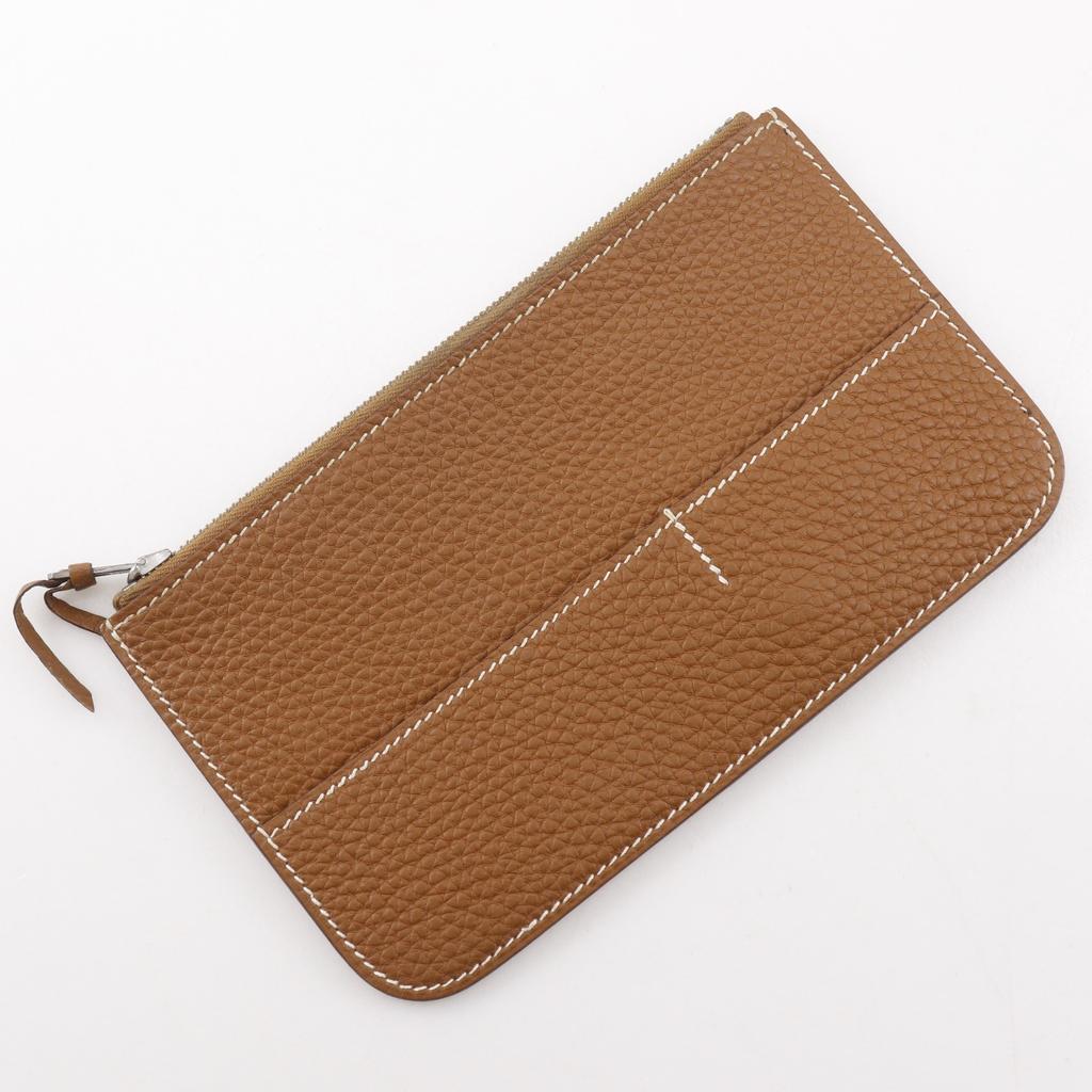 HERMES Dogon Purse gold Brown Taurillon Clemence unisex Used