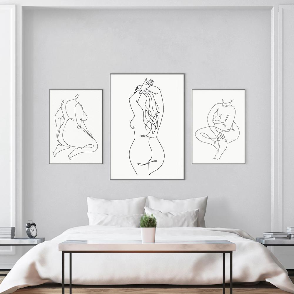 Naked Female Body Positive Art Curvy Drawing Posters  Minimalist Wall Art Canvas Print Painting Nude Woman Decorative Pictures