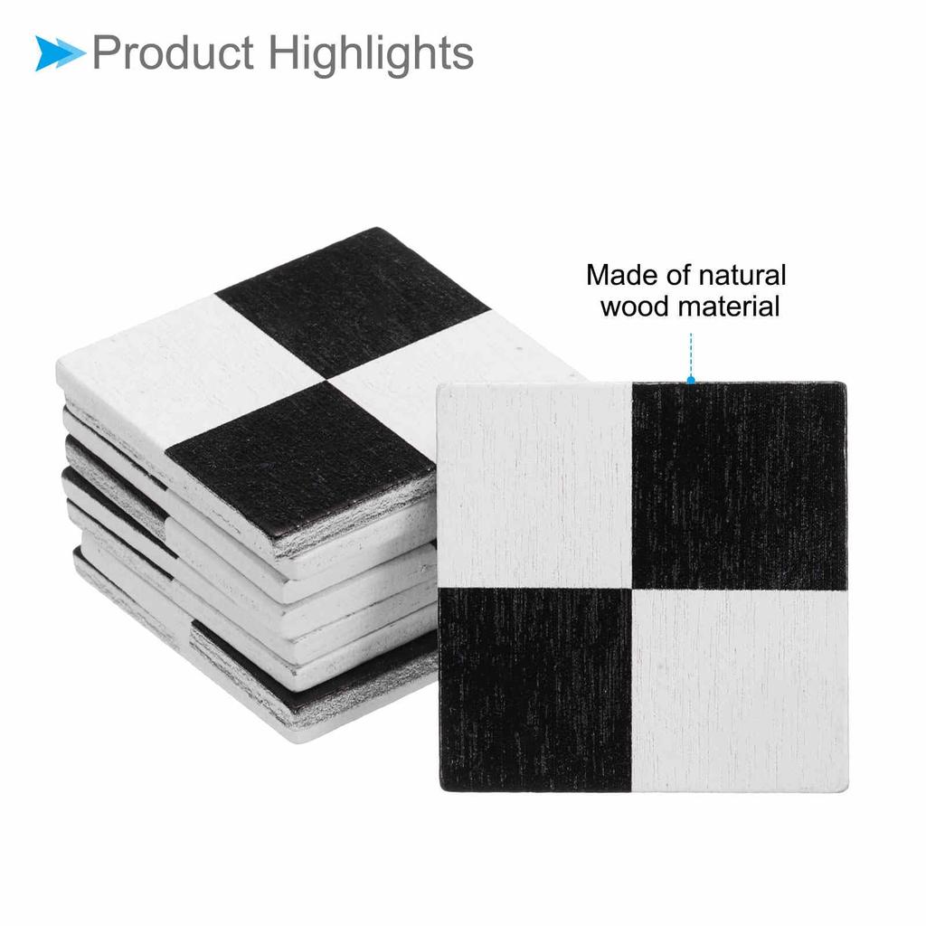 CoCud Dollhouse Floor, 1.18" Square Wooden Miniature Floorboards (BlackWhite) - (Use: Dollhouse Decoration) 9 Pieces