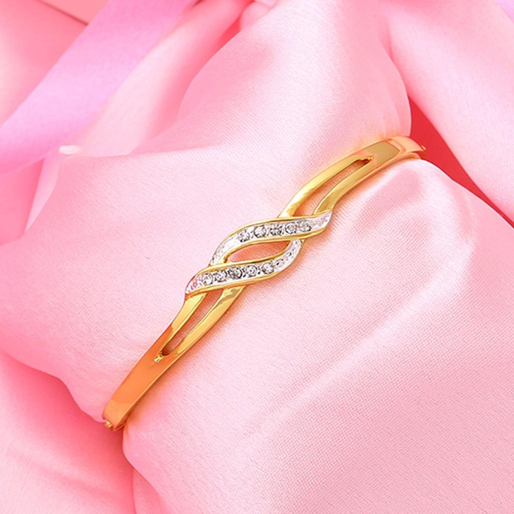 Женский браслет-манжета Estele, позолоченный и посеребренный, с двойной линией и запахом