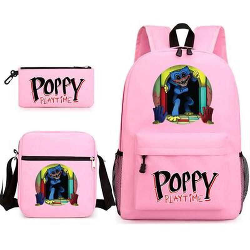 3 шт. модные детские школьные сумки Poppy Playtime Huggy Wuggy студенческие холщовые школьные рюкзаки + сумка через плечо + сумка для ручек