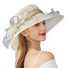 Шляпа от солнца с широкими полями из органзы с цветочным пером, защита от ультрафиолета, полупрозрачный материал