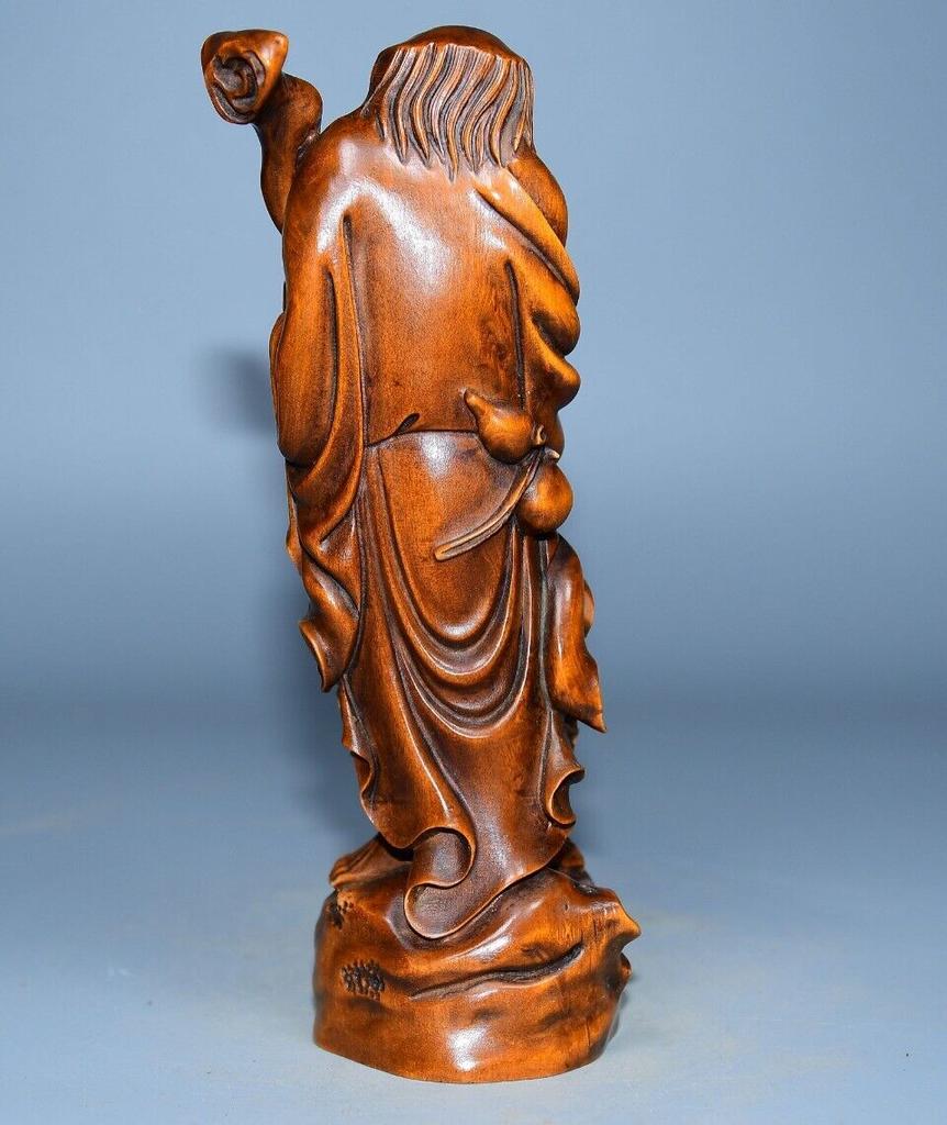 Chinese Boxwood Wooden Exquisite Figure Statue Carvings Sculpture Home Decor Art