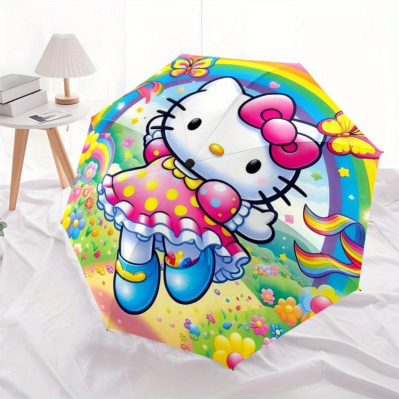 1pc Hello Kitty Rainbow Garden Umbrella with Plastic Handle,Suitable for All Seasons Home Travel Outdoor UmbrellaSanlio420
