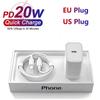 PD 20W USB Type C зарядное устройство для быстрой зарядки адаптер питания Type C кабель 1m настенное зарядное устройство для телефона быстрая зарядка штекер для iPhone 16 Samsung