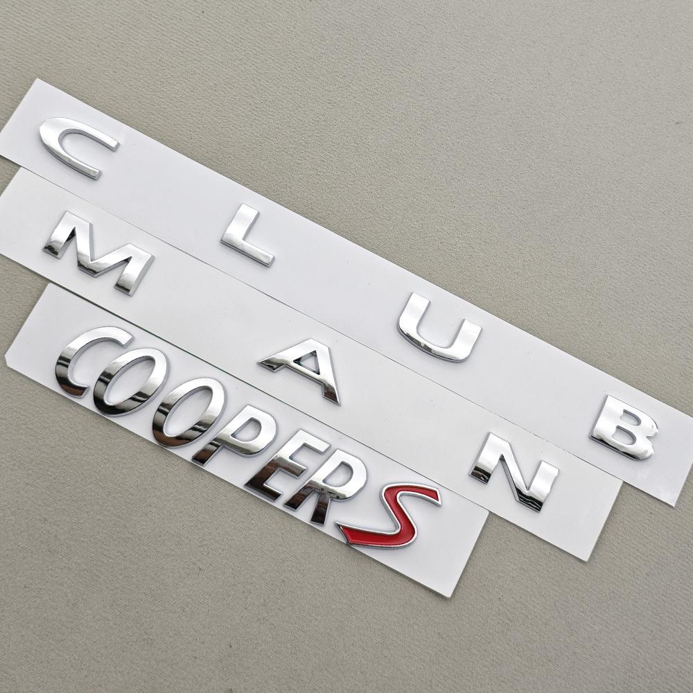 3D ABS Car Badge Letters Logo Clubman Cooper S Emblem Rear Trunk Sticker Decal Accessories For BMW MINI R53 R56 F55 F56 F65 JCW
