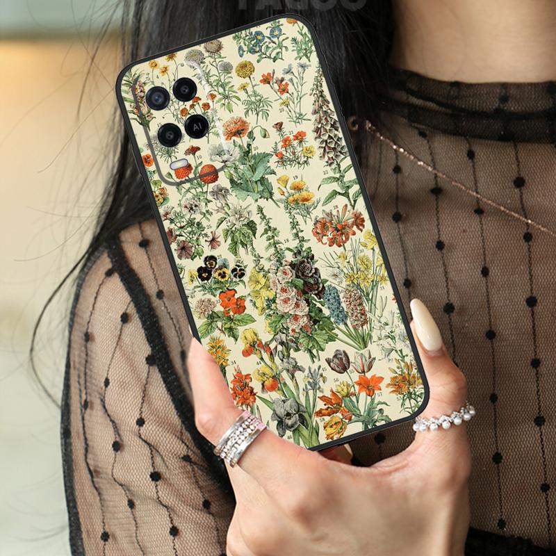 Чехол-органайзер с цветочным принтом для Oppo A74 A94 A54 A80 A60 A40 A18 A38 A58 A78 A98 A96 A76 A16 A15 A17 A57 A77 A5 Pro