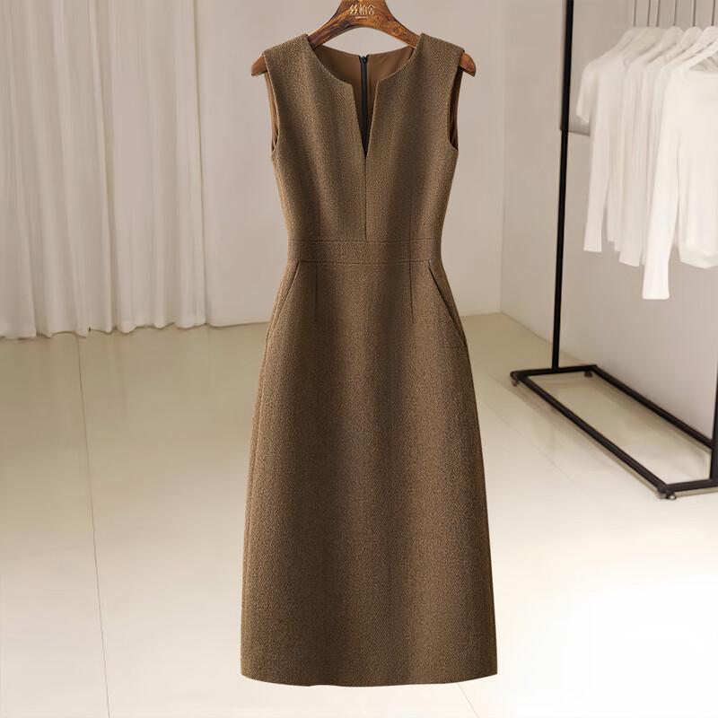 Элегантное женское миди-платье без рукавов из мериносовой шерсти SIBISHE