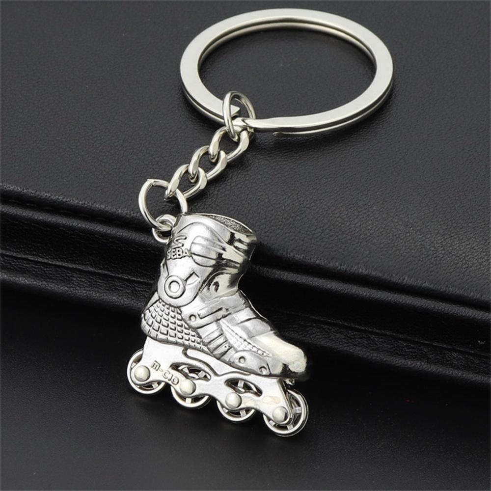 New Exquisite Simulation Skates keychain Charms Stainless Steel Key Ring Bag Ornaments Skating Lovers Souvenirs Accessories