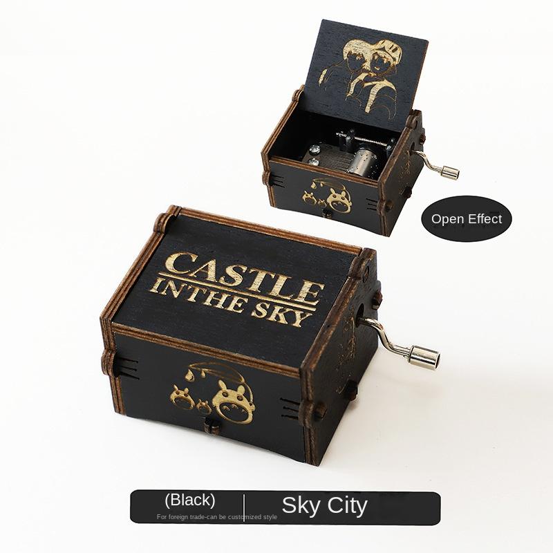 Деревянная музыкальная шкатулка, классическая резьба, музыкальная шкатулка с ручным заводом, рождественский подарок ручной работы