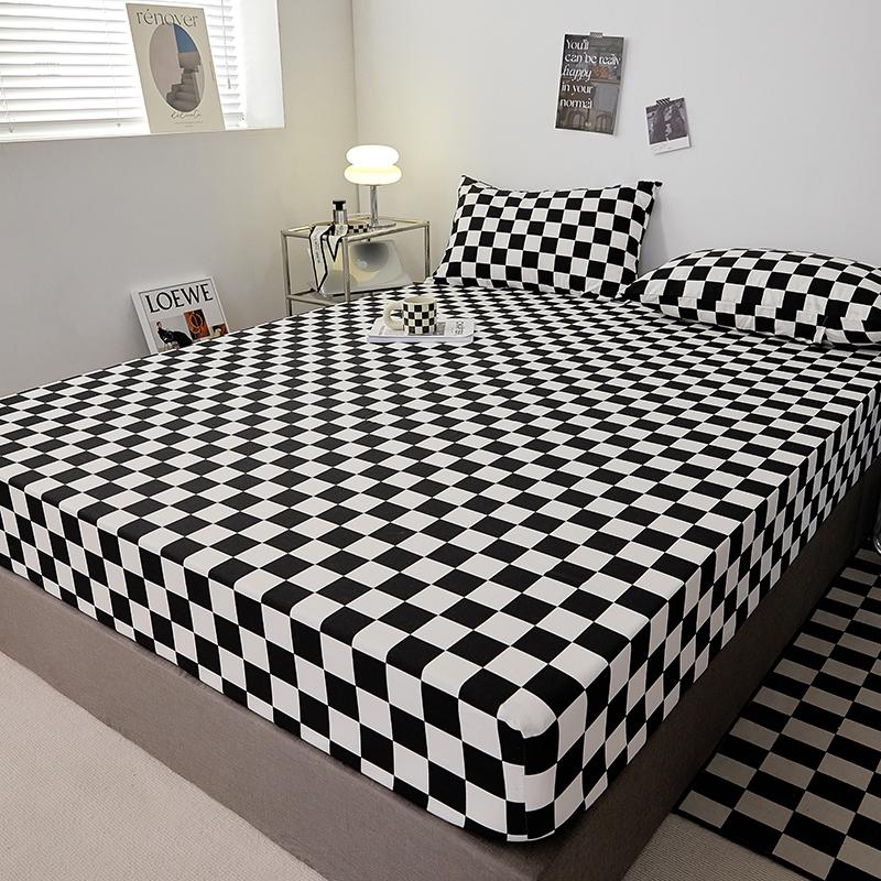 Хлопковая простыня однотонного цвета с эластичной лентой Нескользящий регулируемый наматрасник Мягкий удобный для двуспального размера King Queen Size