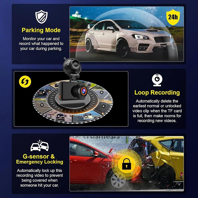 4K Car Dvr Video Recorder GPS Wifi Front and Rear Camera DashCam for Cars for Vehicle Rear View Camera Parking Monitor Black Box