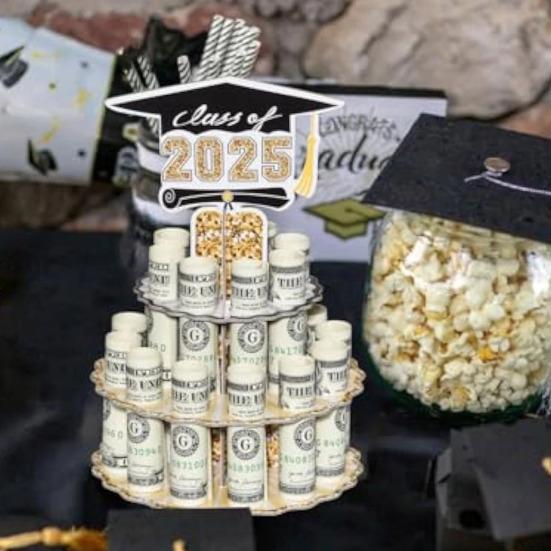 Выпускной держатель денег башня двухслойная стойка для хранения денег класс 2025 выпускников денежный подарок выпускной вечер украшение рабочего стола