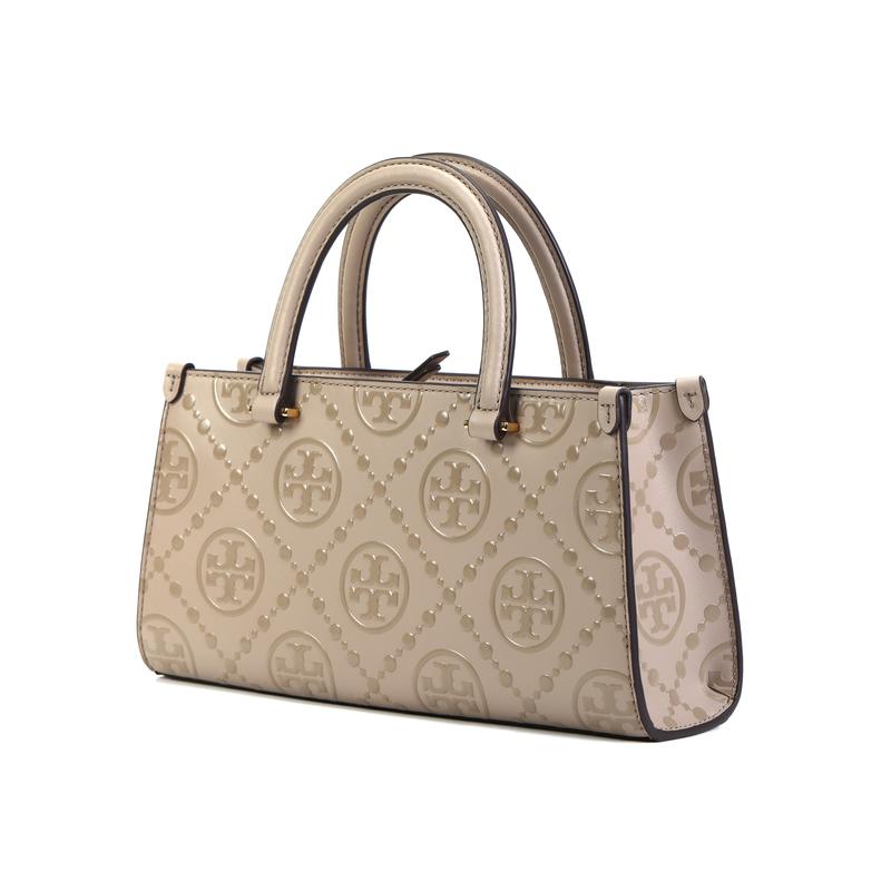 TORY BURCH Tang Libaiqi T Monogram brand printed zipper closure embossed leather Tote bag Tote bag shopping bag shoulder crossbody handbag 164641-200