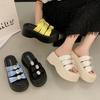 Fashion Platform Anti-Slip Wear-Resistant Slippers Summer New Round Toe Open Toe Crystal Buckle Anti-Slip Wear-Resistant High Heels