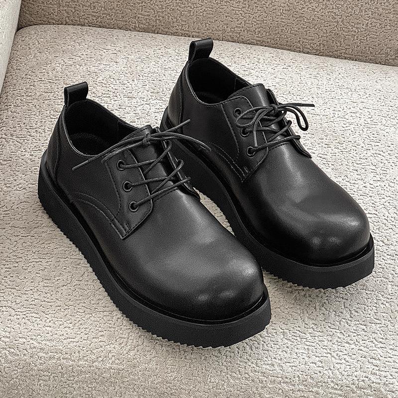 2025 большие кожаные туфли легкие роскошные деловые повседневные мужские туфли официальные туфли на платформе мужские британские черные 1560-J