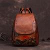 Vintage Embossed Large Capacity Women Backpack Genuine Leather Bag 2024 New Leisure Nature Soft Cowhide Travel Bags