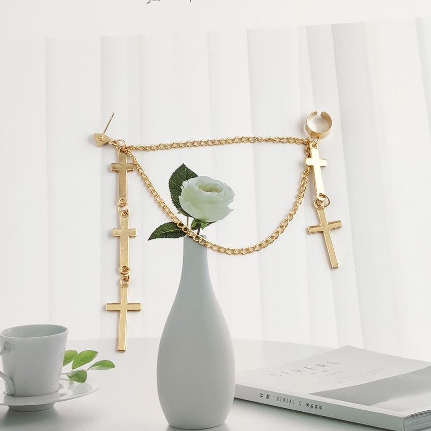 Женские серьги с крестом, преувеличенные классические современные металлические христианские серьги-цепочки с подвесками, массивные серьги для девочек, 1 шт.