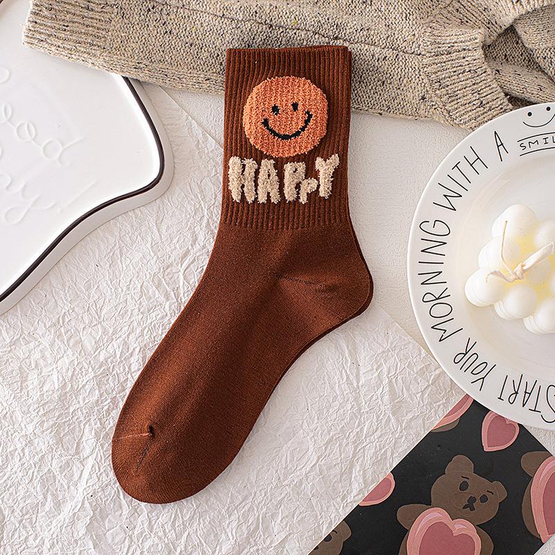 Кофейные носки женские полосатые чулки с перьями из пряжи медведя милые мультяшные носки Майяра