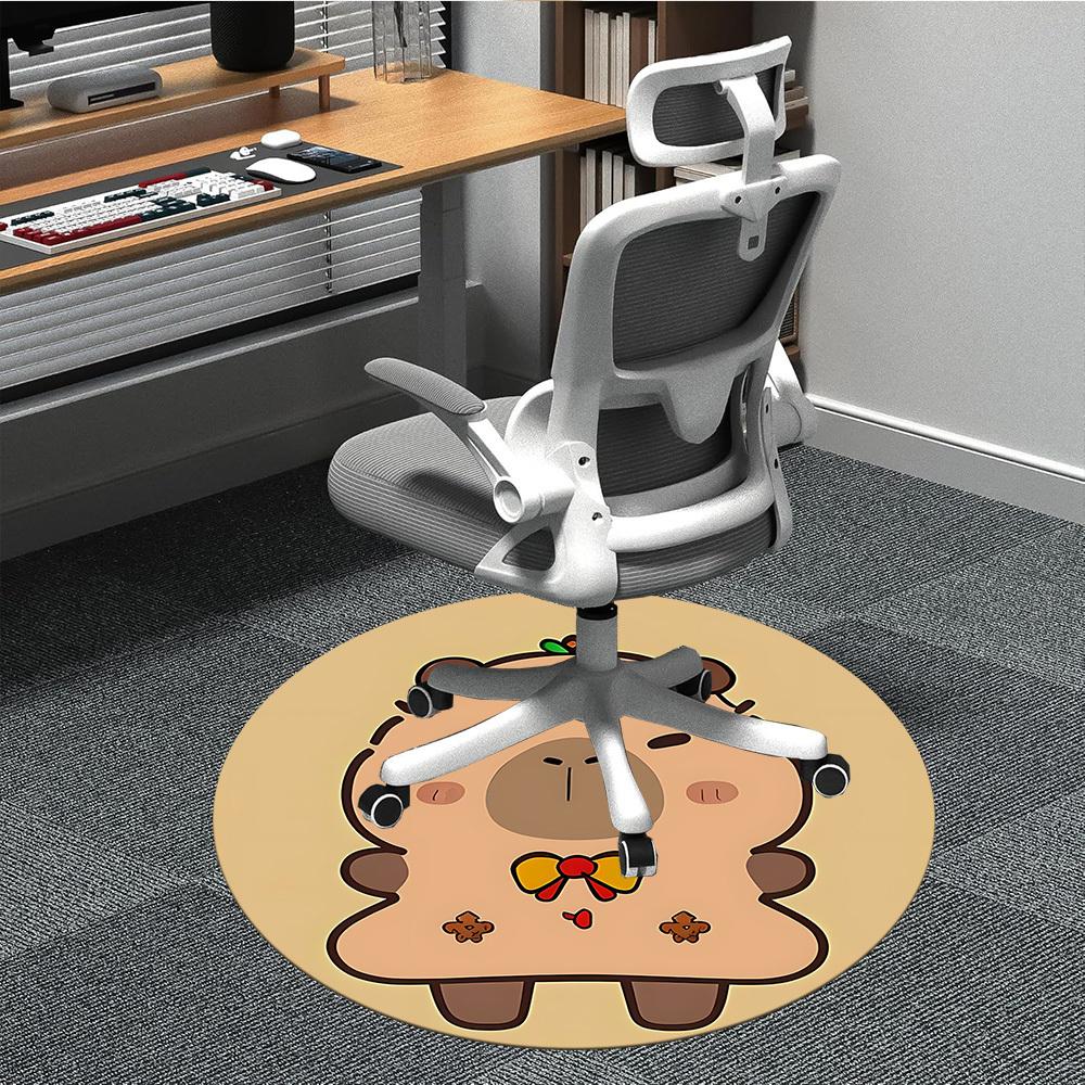 1pc Capybara Gingerbread Man Chair Carpet for Office, Soft Flannel Throw Mat, Perfect for Office, Holiday Party Decoration Choice yy260209036