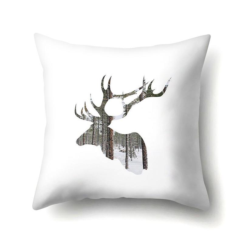 Polyester Pillowcase Automobile Decoration Home Printed Deer Pillowcase Waist Cushion Cover Car Cushion Head Cushion Cover