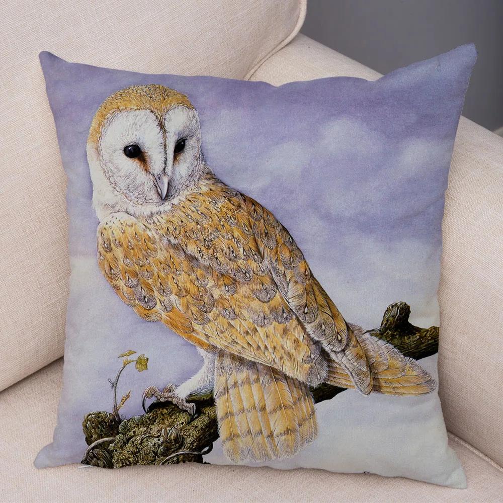 Bedroom Sofa Car Cushion Cover Cartoon Animal Colorful Fox Bird Squirrel Series Home Office Decoration Pillow