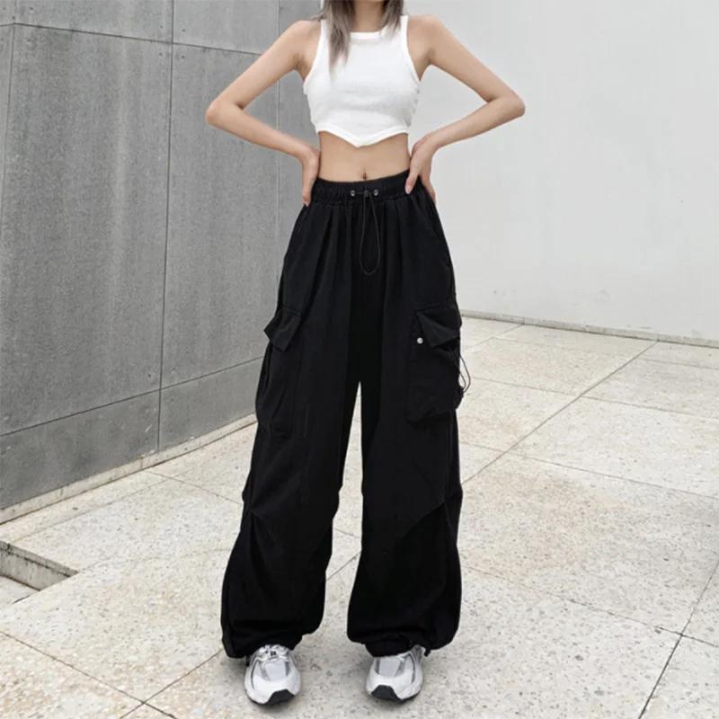 Danmo Y2K Women Sweatpants Wide Leg Joggers Trousers Clothes Streetwear Cargo Korean Harajuku Baggy Parachute Pants Plus Size