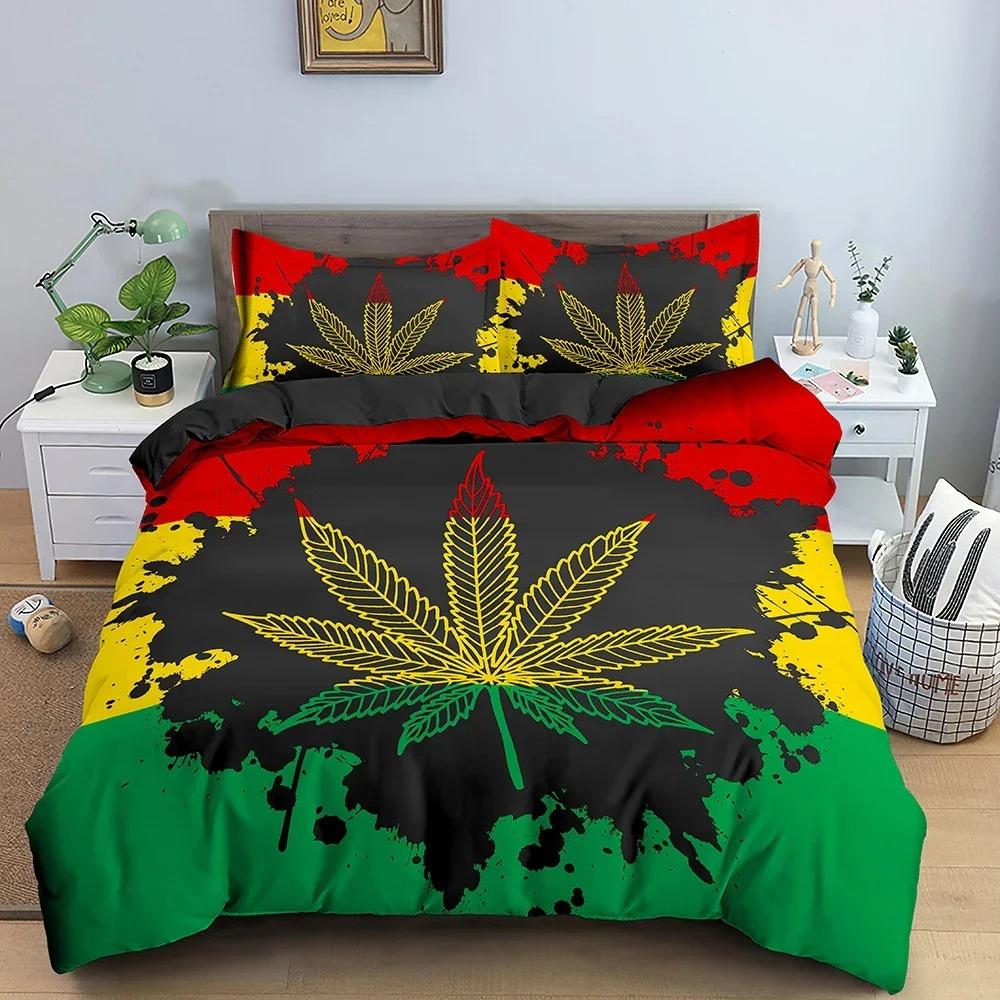Maple Leaf Bedding Set Colorful Leaves Duvet Cover 3D Bedroom Comforter Covers With Pillowcase Single King Home Textile