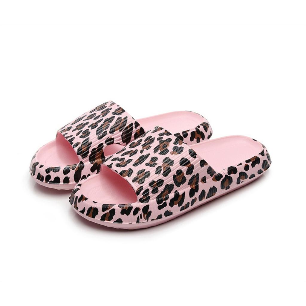 Ladies Slippers With Eva Fashionable Leopard Print Ladies Thick Soled Cloud Slippers For Vacation Beach Dormitory Plus Size Womens Shoes