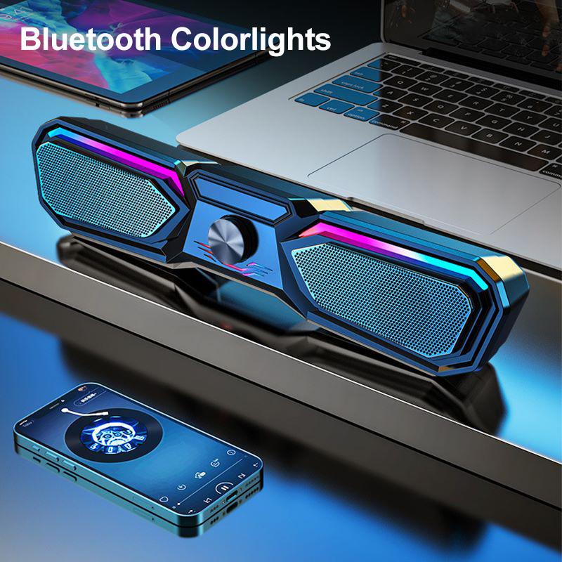 Беспроводная музыкальная колонка объемного звучания - 5.0 Bluetooth, объемный 3D-звук, цветной светодиод, клеточное охлаждение, подходит для домашних вечеринок на открытом воздухе