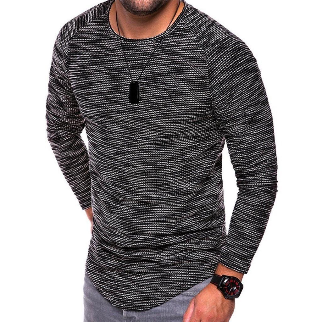 Mens Long Sleeve Oneck Tshirt With Unique Pattern And Comfortable Fit In Multiple Colors