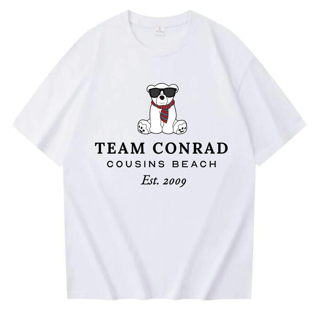 TEAM CONRAD COUSINS BEACH Print Cotton T Shirt Fashion Casual Loose Short Sleeve Streetwear Tops Unisex Oversized