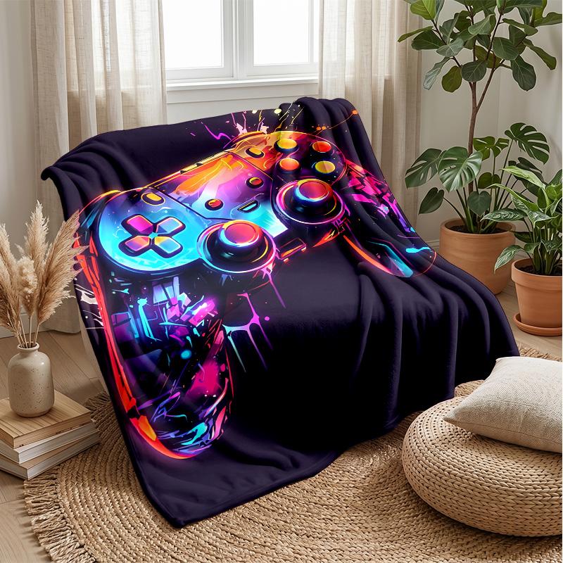 Neon Game Controller Art Theme blanket Lightweight Warm Flannel Blanket Decorative Throw Blanket for Home Decoration