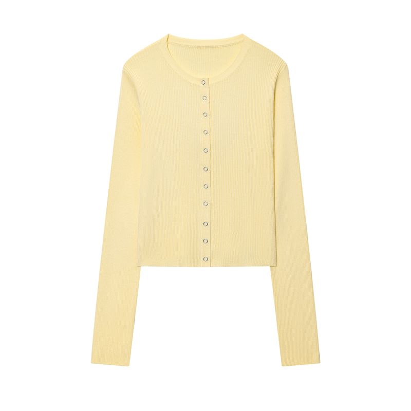 Zbzr Spring New Women Clothes Western Style Fashion Single-Breasted Knitted Long Sleeve Finger Fit Design Top Casual Shorts