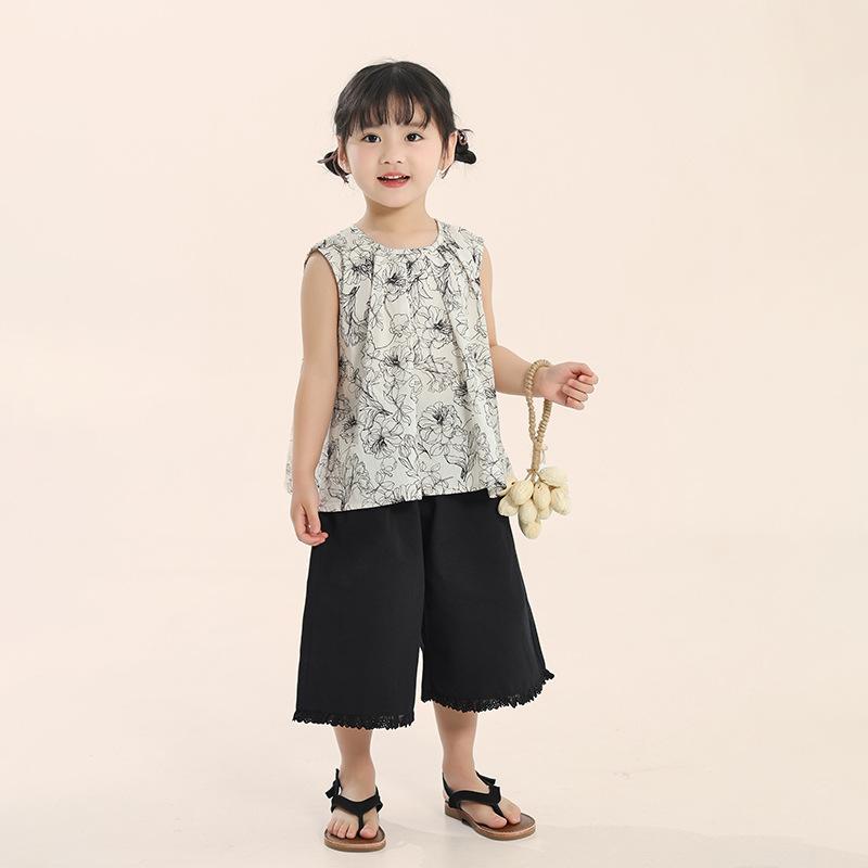 Summer Sleeveless Vest Tank Tops Shorts Set for Girls Tank Top + Shorts Kids 2 Piece Cotton Casual Outfits Set Toddler Baby Girl Cute Clothing Set