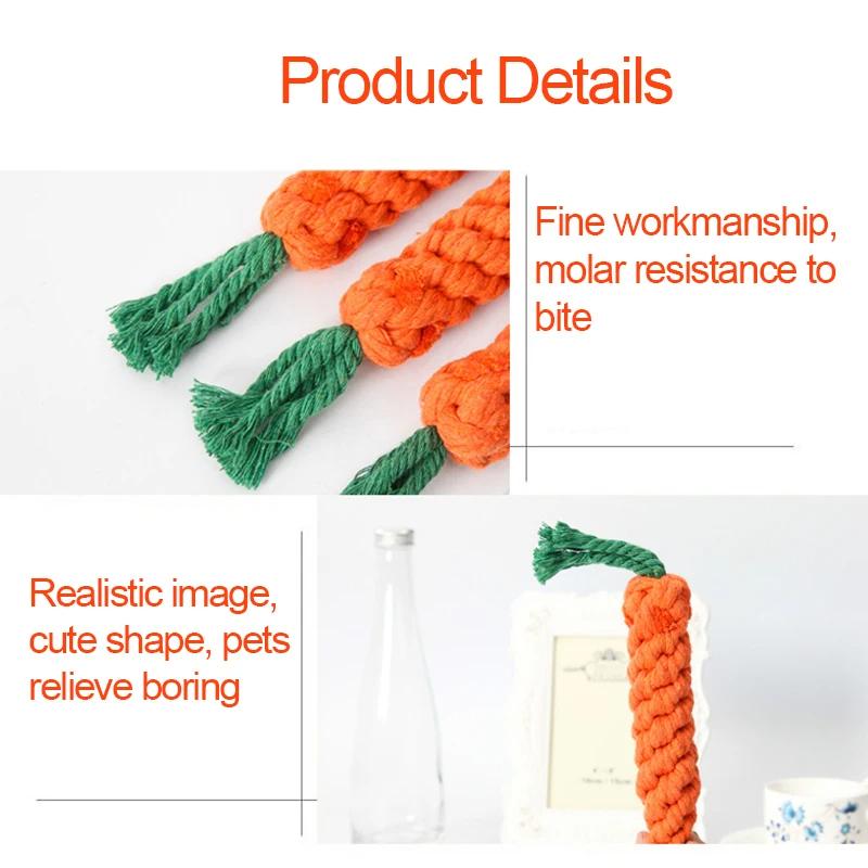 1pc Durable Pet Chew Toy For Dogs - Carrot Design Rope Knot Toy For Grinding Teeth And Interactive Play