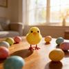 Realistic Easter Chick Figurine Flocking Mini Chicken Toy Cute Plush Chicken Ornament  Home Decor